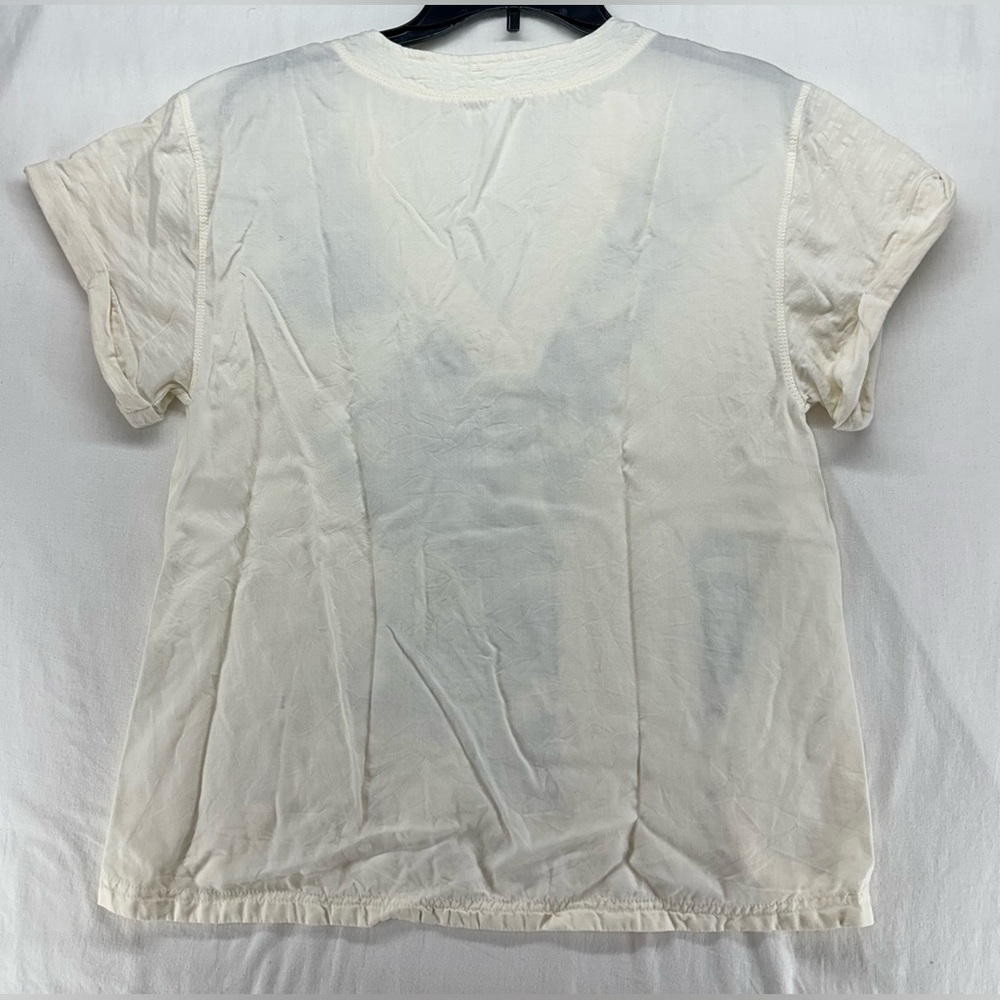 Anthropologie Daily Practice V-Neck Floral Short-Sleeve Top Cream Women’s Small - Picture 3 of 8